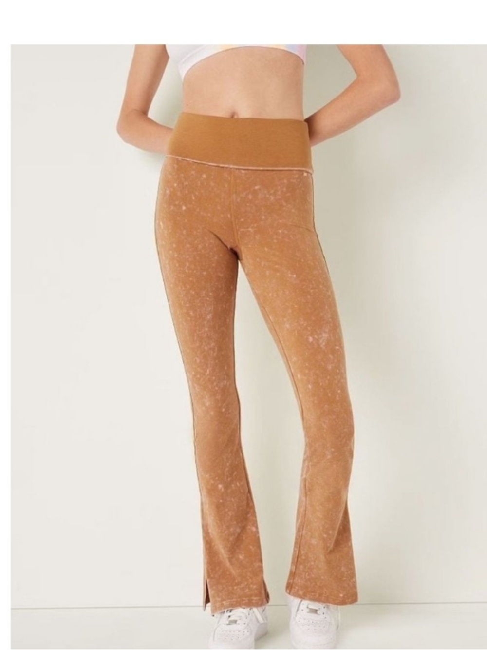 Victoria's Secret Pink Mineral Wash Fold Over Flare Yoga Pants Woman’s Large